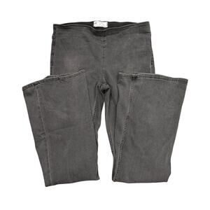 Free People Penny Pull On Flare Jeans Washed Black Stretch Denim W29